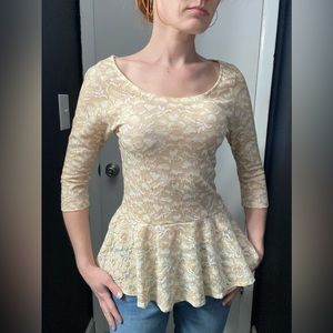 Gold lace peplum blouse